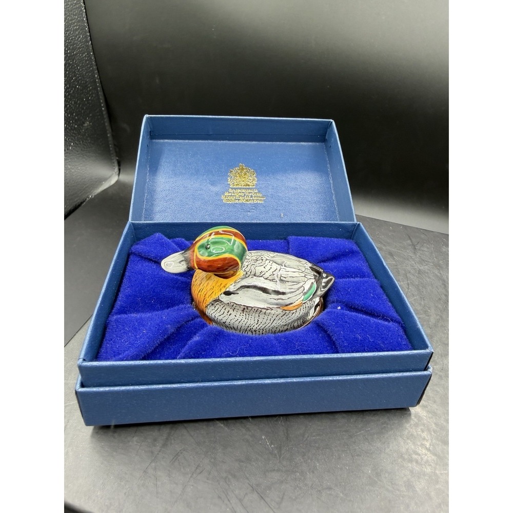 🦆✨ Halcyon Days Enamels Mallard Duck Trinket Box – Vintage Collectible ✨🦆